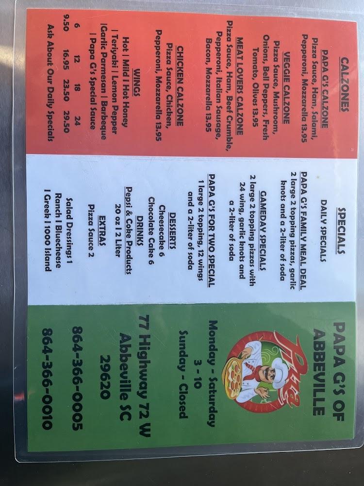 Papa g's Menu image 1